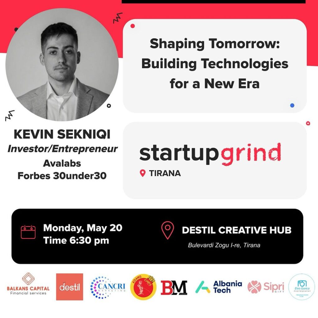 Startup Grind is hosting Kevin Sekniqi